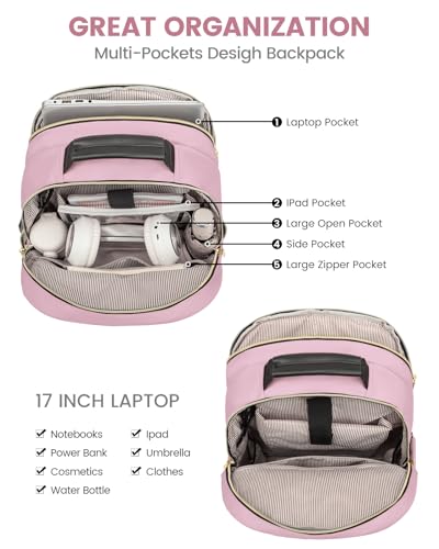 Laptop Backpack for Women (Light Pink / 17-Inch)