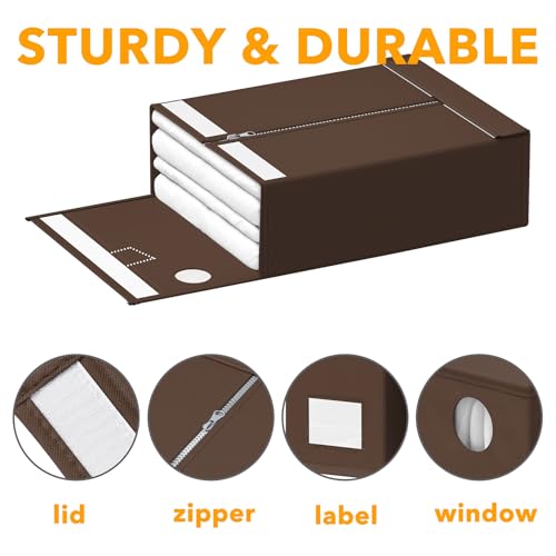 12 Pack Bed Sheet Organizers and Storage (12 Pack / Brown)
