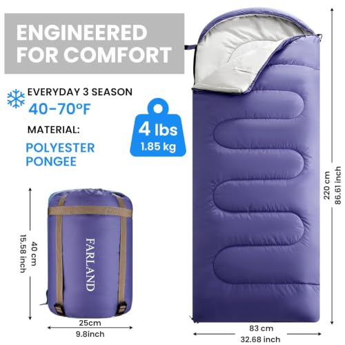 Sleeping Bag for Adults (Purple / 87"x32.7")