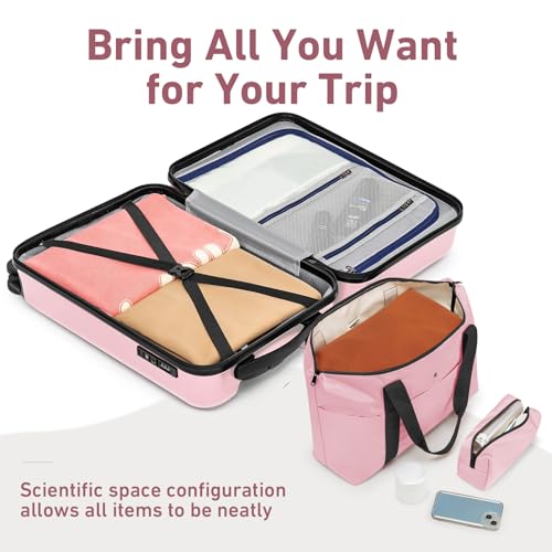 Carry On Luggage Sets 3 Piece 20 Inch Suitcase Set with Duffel Bag (Pink / 3Pcs Set(DB/TB/20))