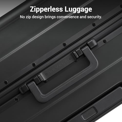 Zipperless Checked Luggage Large Suitcase with Wheels 28 Inch Black (Black / Checked 28 Inch)