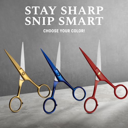5" Beard & Mustache Scissor with Combs for Men (True Red)