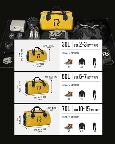 Waterproof Motorcycle Duffel Bag Tail Bag 30L Dry Bags Luggage (30L / Yellow)