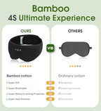 Bamboo Cotton Large Sleep Mask with Bluetooth Wireless Headphones (Dark Black)