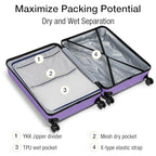 Luggage Sets 3 Piece Hardshell 20" (Lt Purple / 3-Piece Set (20/24/28))
