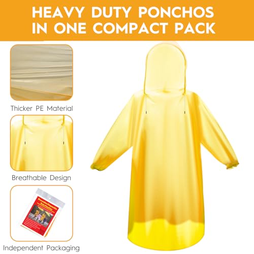 6 20 & 50 Pack Disposable Rain Ponchos for Adults (Orange / 50 Pack)