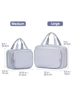 Travel Toiletry Bag for Women (C-Greyish Blue Stripe / Large)