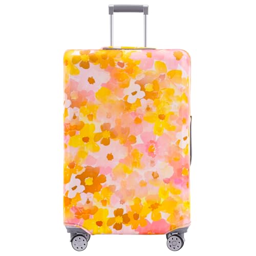 Travelkin Luggage Covers For Suitcase Tsa Approved Suitcase Cover Protector (Orange Floral / S)