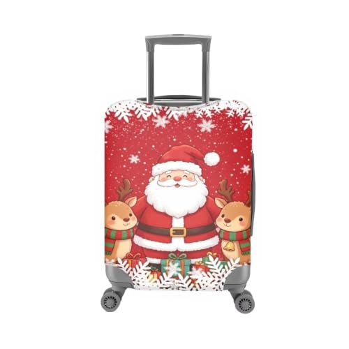 Christmas Luggage Cover Protector Fits 18‑32 Inch Rolling Suitcase (M(for 22-25 inch luggage) / Santa Reindeer)