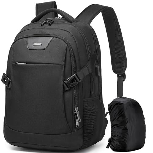 Travel Work Laptop Backpack With USB Charging Charger Port Fits 15.6 Inch Notebook Business Anti Theft College Computer Bag Back Pack for Women Men with Rain Cover (Black-ab / 15.6 Inch)