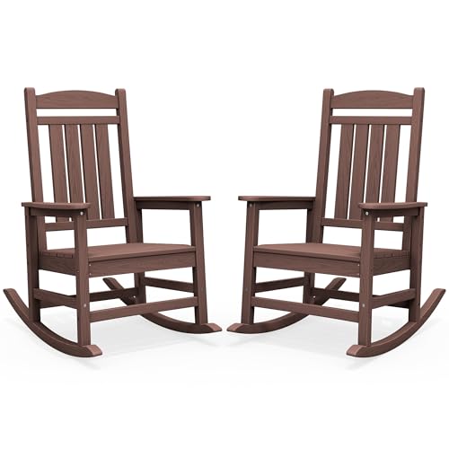 Outdoor Rocking Chair Set of 2 (Coffee / 2 Packs)