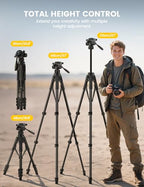 67" Camera Tripod with Rapid Leg Deployment for Video Photo Vlog (Black)