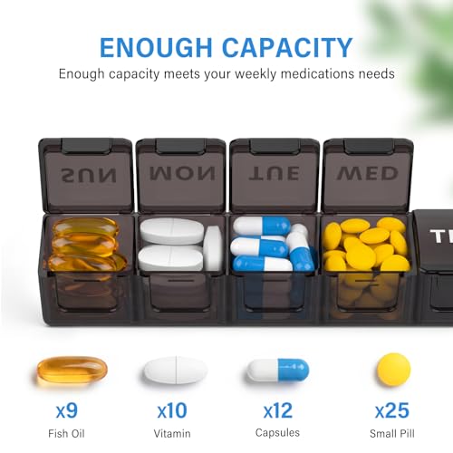 Weekly Extra Large Pill Organizer (Black)
