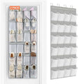 2 Pack Over the Door Shoe Organizer Hanging Shoe Organizer for Closet (2 Pack 24-Pockets Grey)