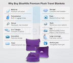 Premium Soft Travel Blanket Plush Airplane Long Flights (Purple-1pk-t021)