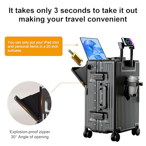 Carry on suitcase Zipperless Luggage (black / 20 inch)