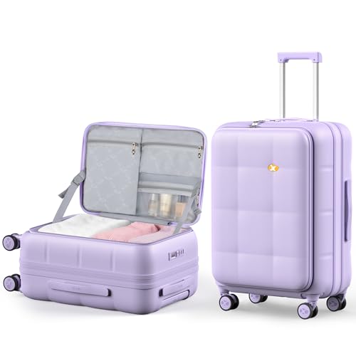 24 Inch Expandable Checked Luggage Hard Shell Suitcase (24 inch / Purple)