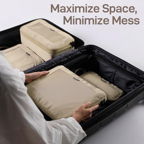 TripCozy Compression Packing Cubes (Khaki / Set of 6)
