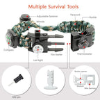20 in 1 Survival Paracord Bracelet Adjustable Gear Kit with SOS LED Light (Mountain Camo 2PCS)