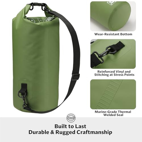 5/10/25/30/40L Waterproof Dry Bag, Medium Lightweight Roll Top Dry Bag Backpack w/Waterproof Phone Case, Kayaking, Travel, Hiking, Fishing, Tubing, Camping, the Beach, Men/Women (Green) (5/10l Green / 10L)