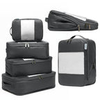 6 Pack Large Compression Packing Cubes for Travel (Charcoal / 6 Pack)