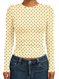 Womens Long Sleeve Shirts Basic Compression Tops Yellow Dots XL (X-Large / Yellow Dots)