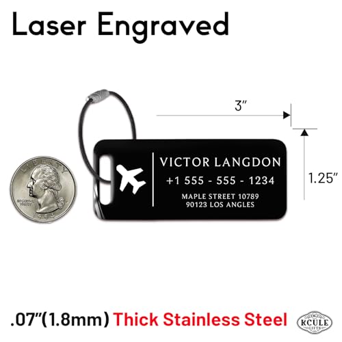 Personalized Luggage Tags for Suitcases (Grace Rectangle-dark)