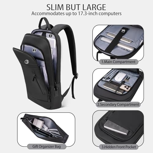 Business Backpack for Men Lightweight Commute Laptop Backpack Anti (17.3" / Classic / Black)