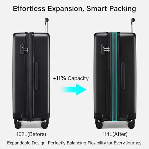 Expandable Large Checked Luggage (Jet Black / 28 Inch EXT)