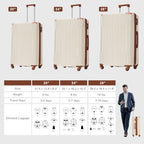 24" Expandable Checked Luggage Hardshell Suitcase with TSA Lock (White Brown Single / 24 Inch)