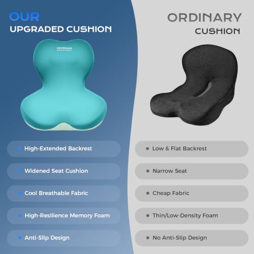 Car Seat Cushion and Lumbar Support Pillow One Piece (Green-a / 1 Piece)
