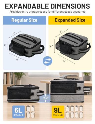 Expandable Small Lunch Box for Men Women Kids to Work School (Gray)