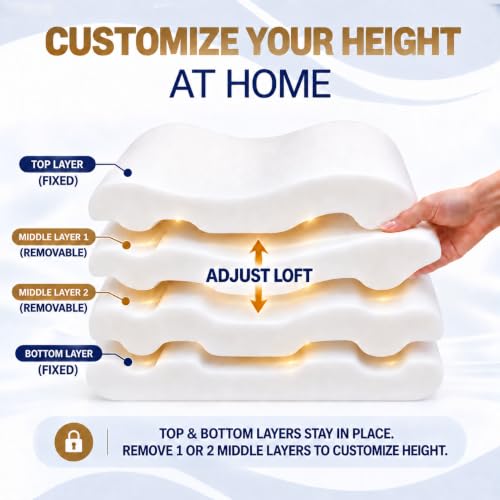 4-Layer King, Contour Pillow, Side Sleeper Pillow, Orthopedic, Neck Support, Neck Pain, Side Sleepers, CertiPUR-US (Extra King - 31 x 14 x 6.5")