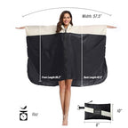 Adult Rain Poncho Waterproof Hooded Zipper Raincoat with Pockets (One Size / A-black-white)