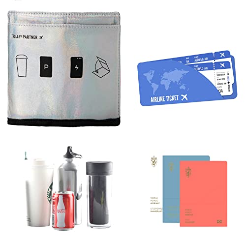 Luggage Travel Cup Holder Free Hand Drink Carrier (Hook & Loop: Glitter Silver)