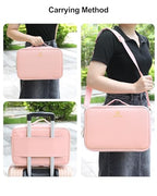 Travel Makeup Bag With LED Mirror (01-Pink / 2-Medium)