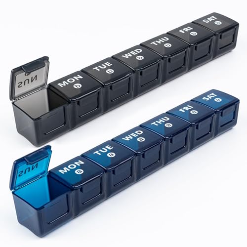 2 Pack Weekly Large Pill Organizer (Blue-grey)