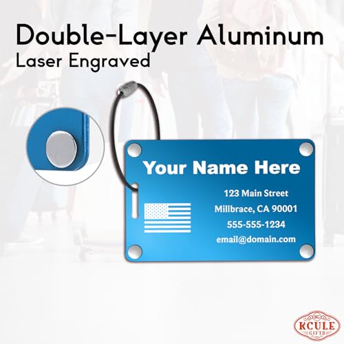 Personalized Luggage Tags (Sleek Bar-blue(horizontal))