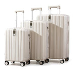 24 Inch Luggage Suitcases With Spinner Wheels Lightweight PC Hard Shell Rolling Suitcase With Travel Lock (24 Inch / Ivory White)