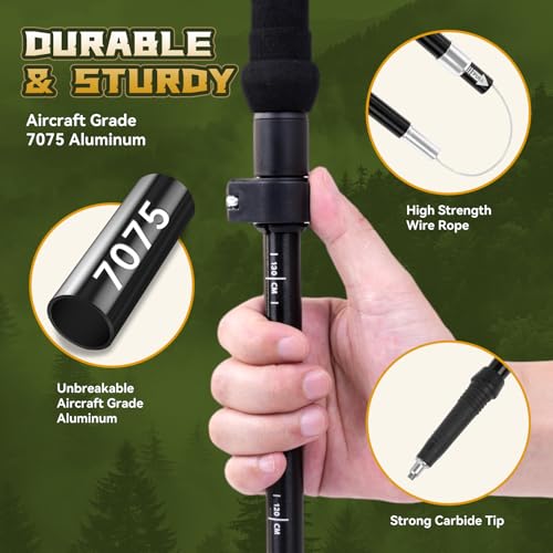 Aviation Grade Aluminum Collapsible Trekking Poles (110-125cm for Height：5'2'' to 6'2'')