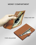RFID Passport Holder Travel Wallet Compact for Women (Bright Brown)