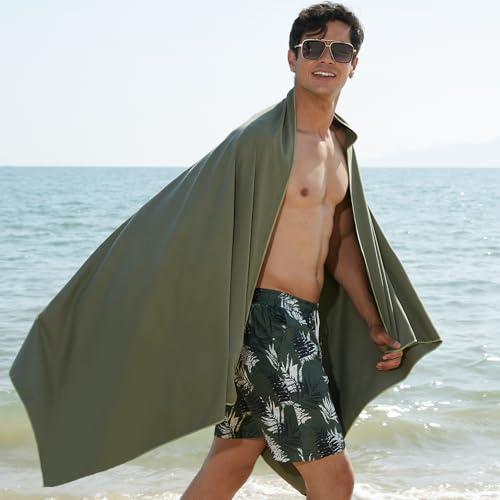 Microfiber Towel Quick Dry Camping & Travel & Gym Towel. Compact (Army Green / 24.00" x 12.00")