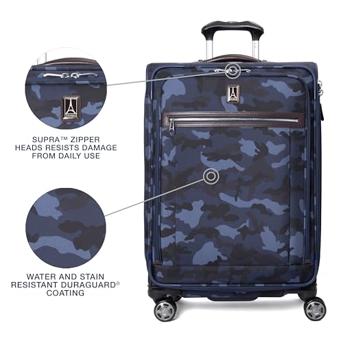 Platinum Elite Checked Luggage Spinner (Checked-Medium 25-Inch / Navy Camouflage)