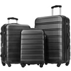 3 Piece Luggage Set (3-piece Set(20/24/28) / Black-2)