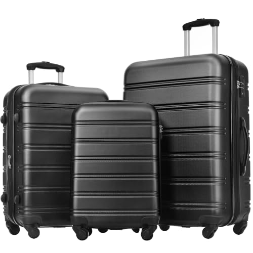 3 Piece Luggage Set (3-piece Set(20/24/28) / Black-2)