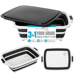 11L Collapsible BBQ Prep Tub with Lid (Black / 19"L x 14"W)