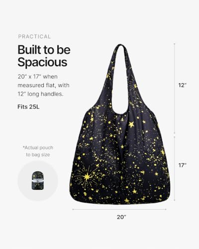 XL 25L Tote Foldable Packable Reusable Grocery Shopping Bag (Bluewaves)