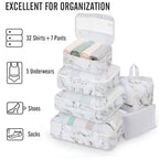 8 Set Packing Cubes for Travel Essentials (14 White Marble)