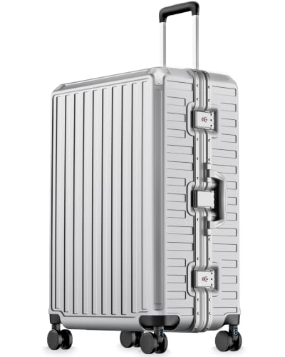 28 Inch Zipperless Checked Luggage (Silver Grey / 28 Inch)