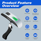 Digital Hanging Luggage Scale with Backlit for Travel (Silver)